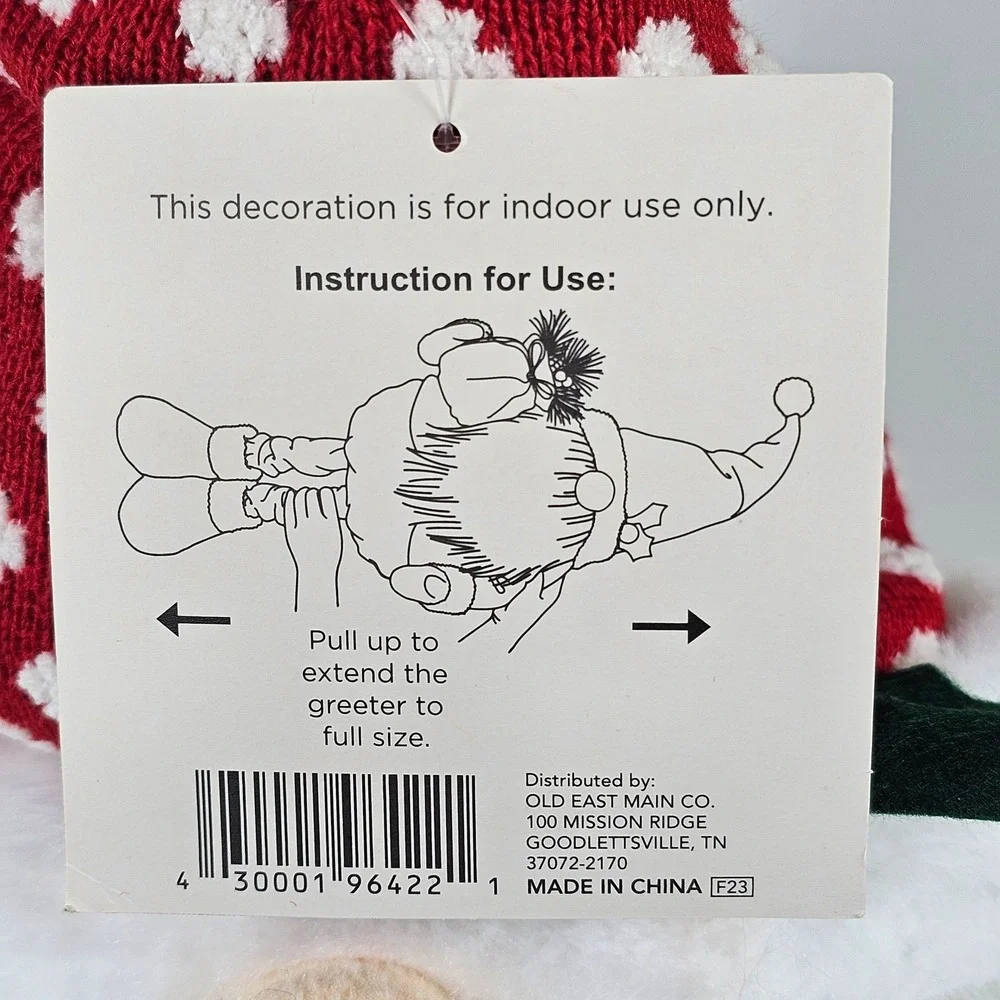 Holiday Time Floor Standing Gnome Expandable Christmas Decor Red Plaid 41